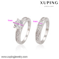 12870 xuping delicate fashion royal style rhodium color zircon combination wedding ring set